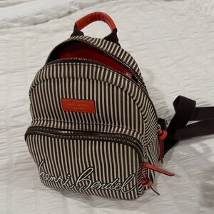 Henri Bendel Brown and Red Striped Backpack